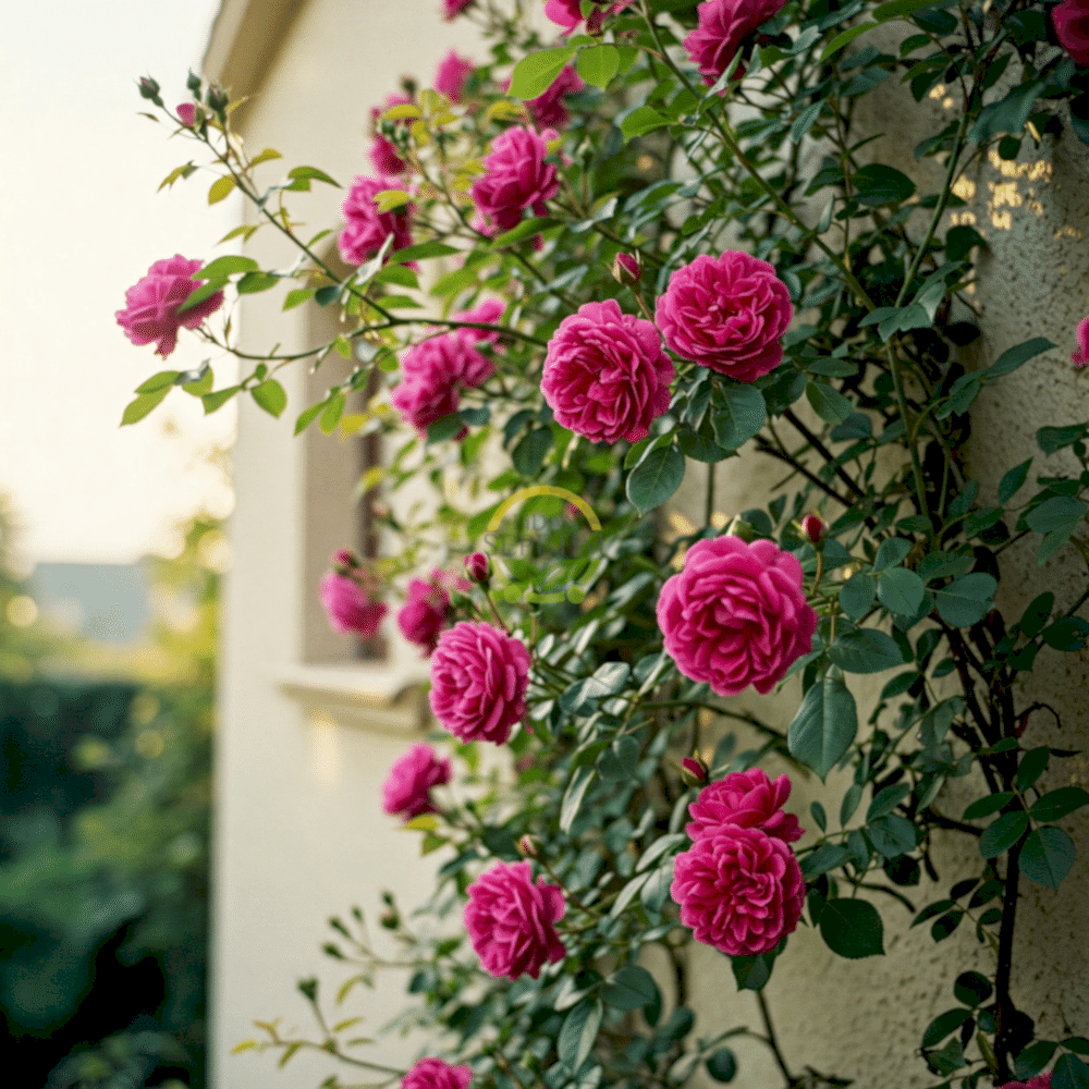 3 Yaş Koyu Pembe Renkli Ponpon Sarmaşık Gül Fidanı